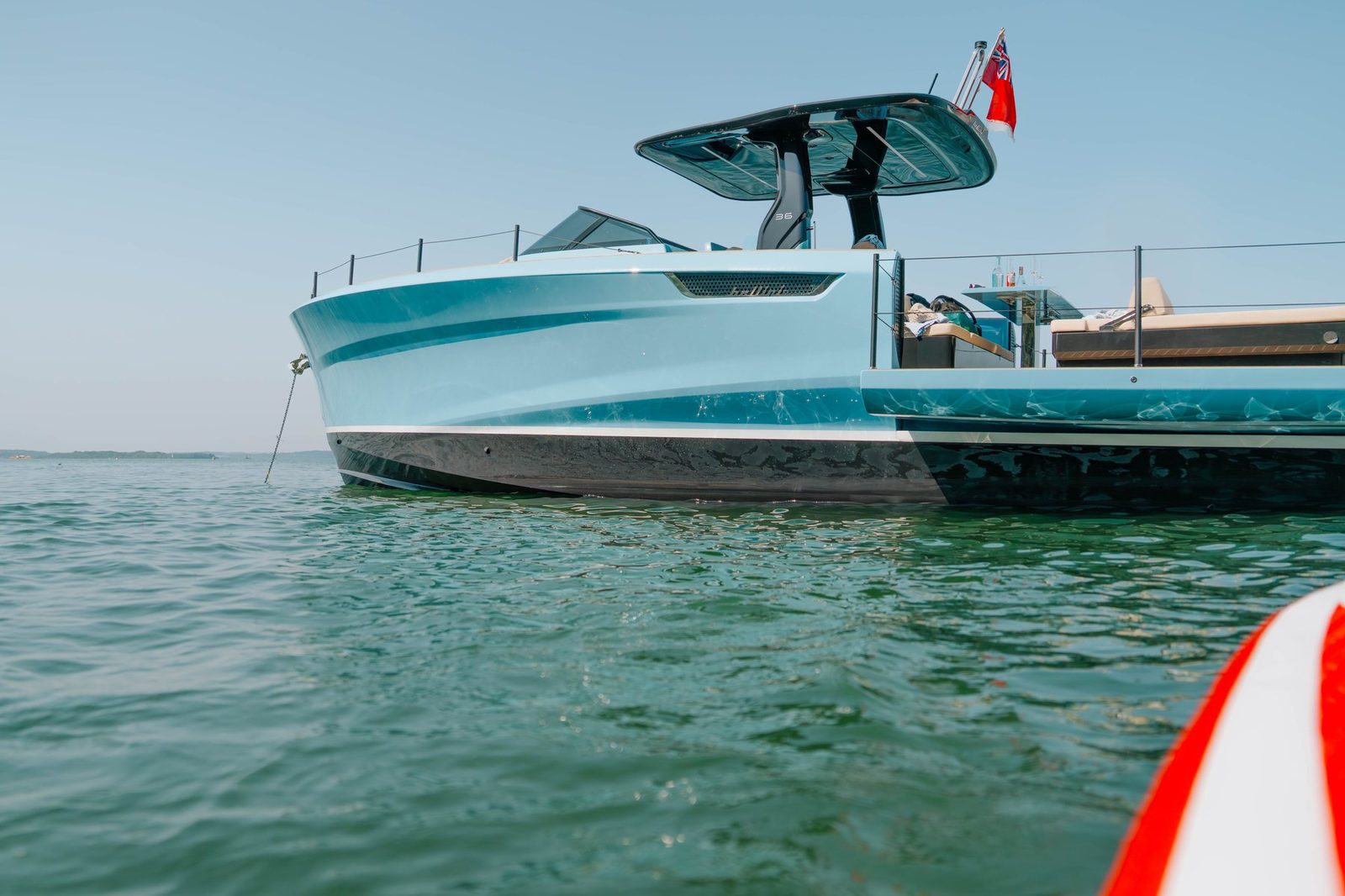 ASTOR 36 at anchor with black hardtop