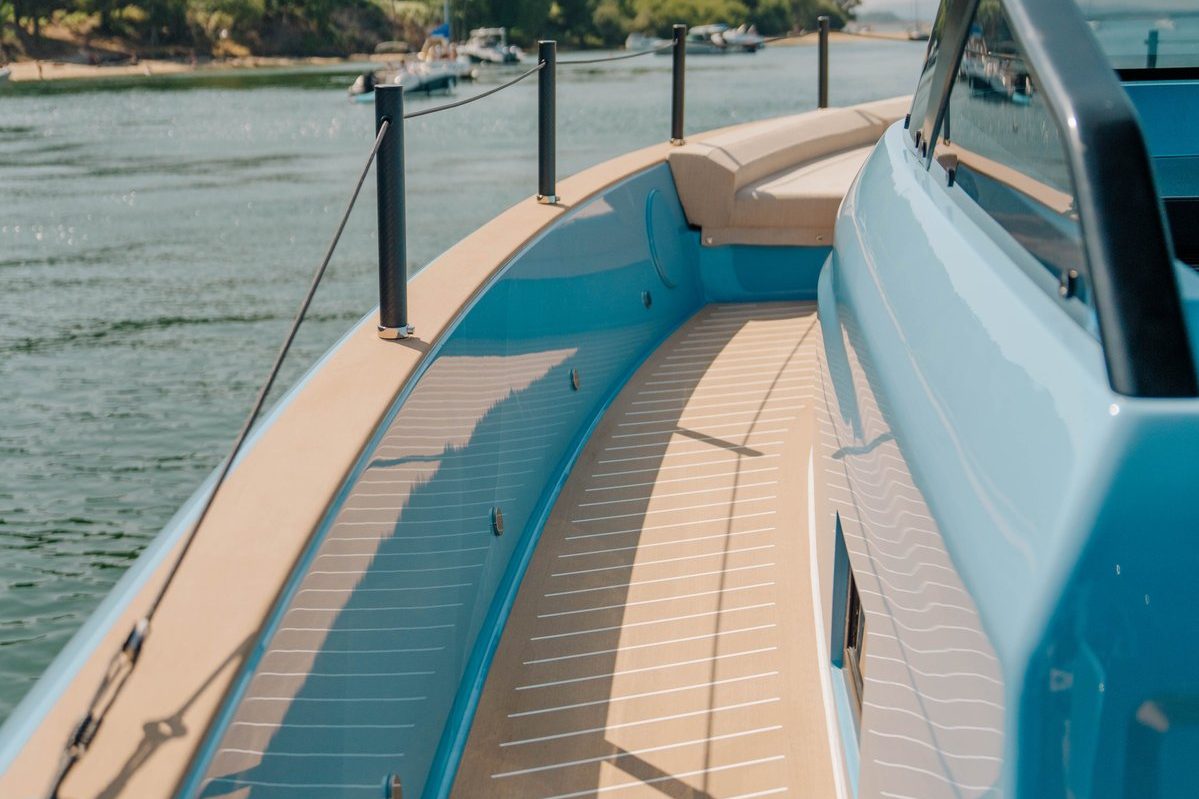 Side deck and foredeck with Esthec decking