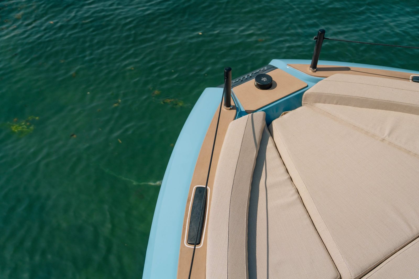 Foredeck sun cushions and bow seating
