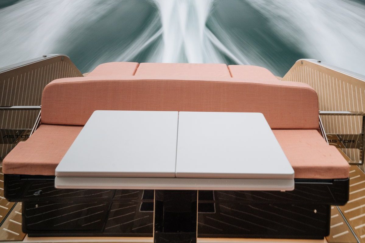 Cockpit lounge and table looking aft